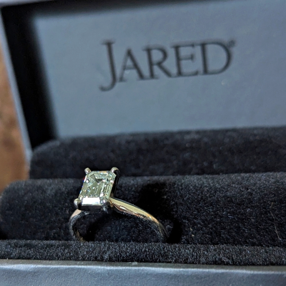 1.78 ct emerald cut 14k white gold solitaire engagement ring